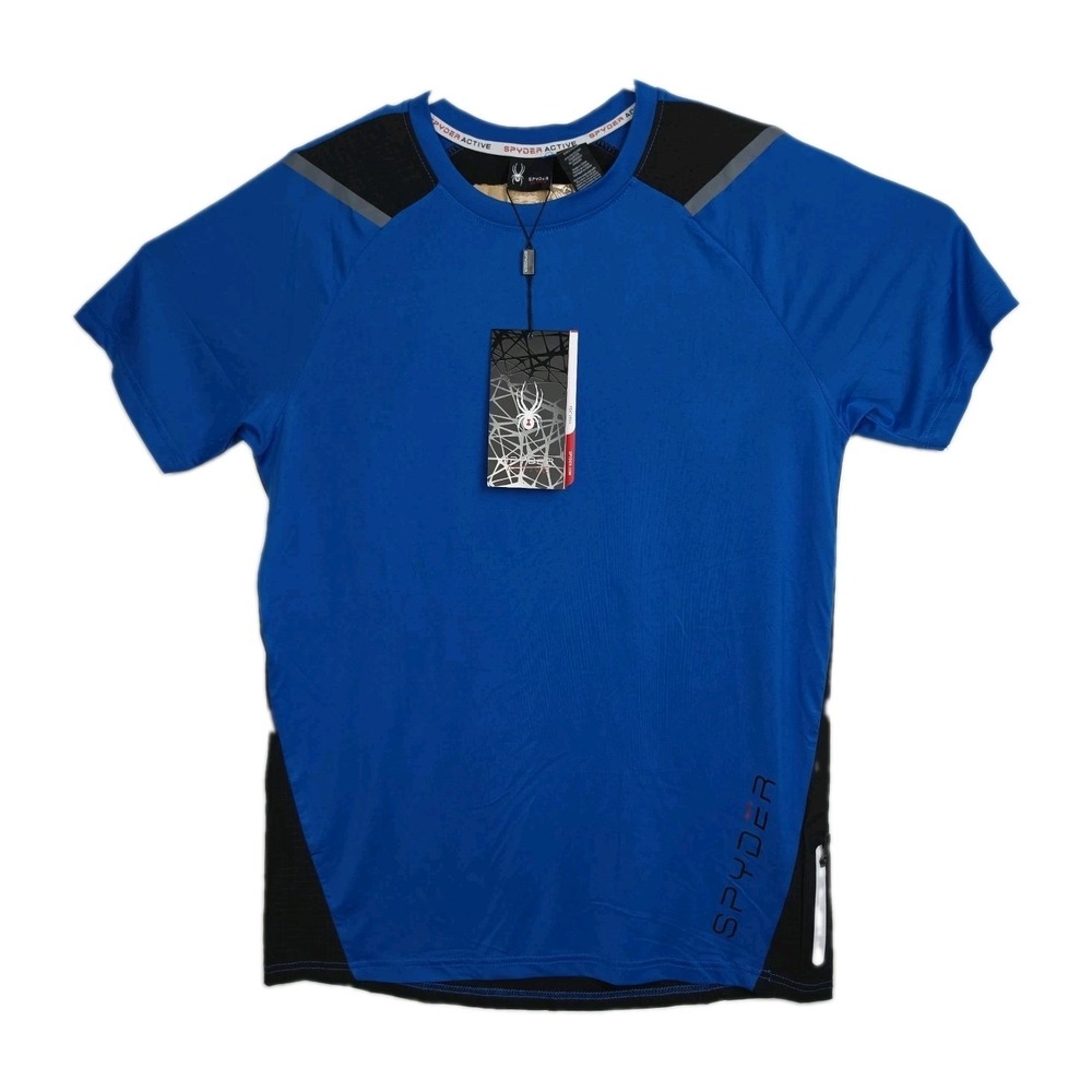 NWT Sypder Active T-shirt Men's‎ Size M Blue & Black Crew Neck Short Sleeves